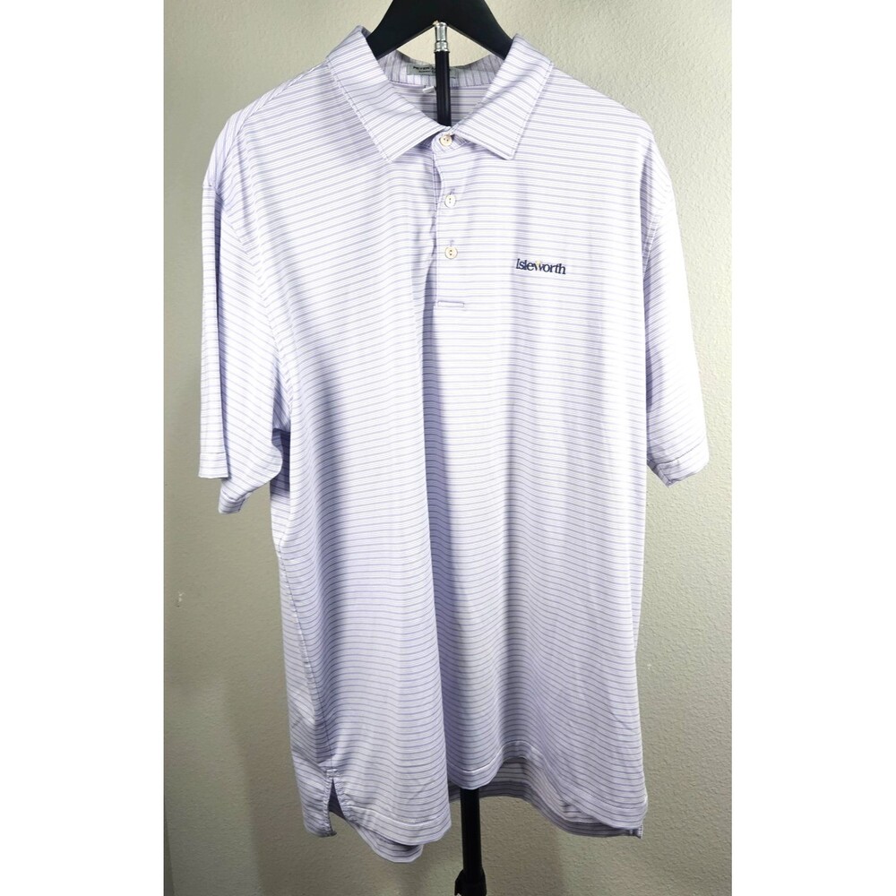 Peter Millar Summer Comfort Polo Shirt XL Isleworth Golf Purple Stripe Stretch